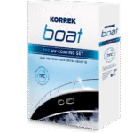 Korrek Boat TFC UV-Coating SET pakkaus vedenhylkivällä pinnalla, uusi helppo tapa hoitaa venettä UV-suojalla ja TFC-teknologialla.